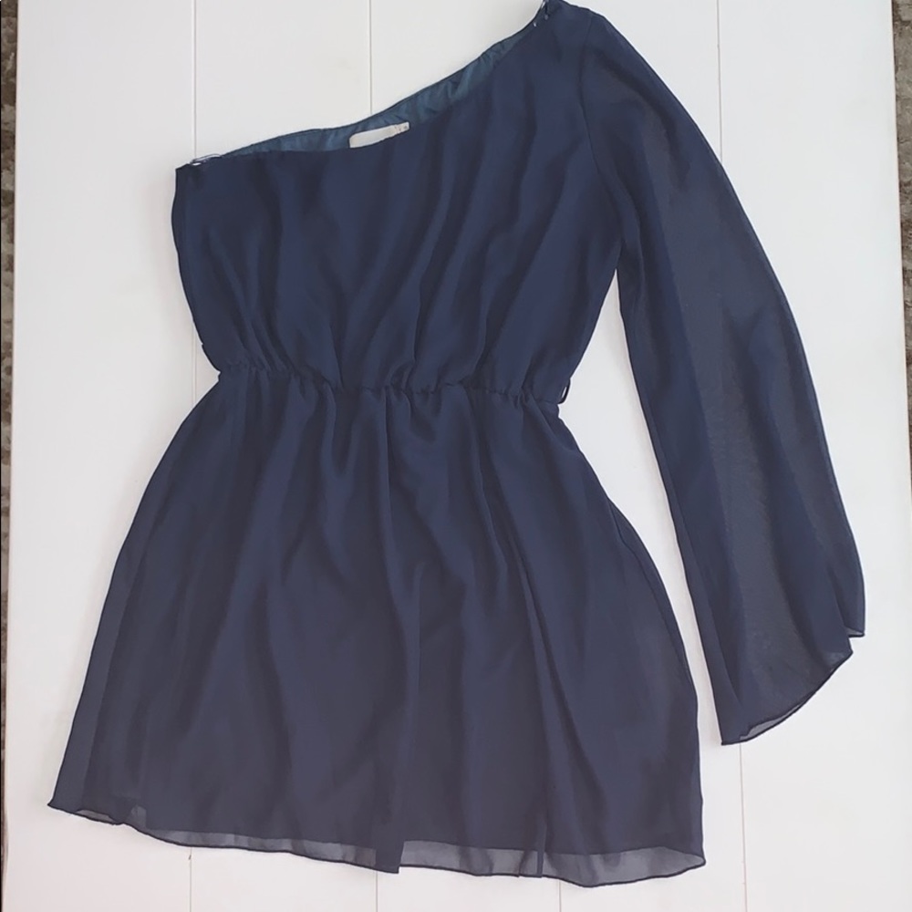 LUSH Navy Blue One Shoulder Dress